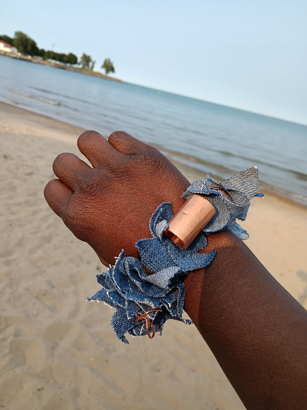 Denim and Copper Bracelet