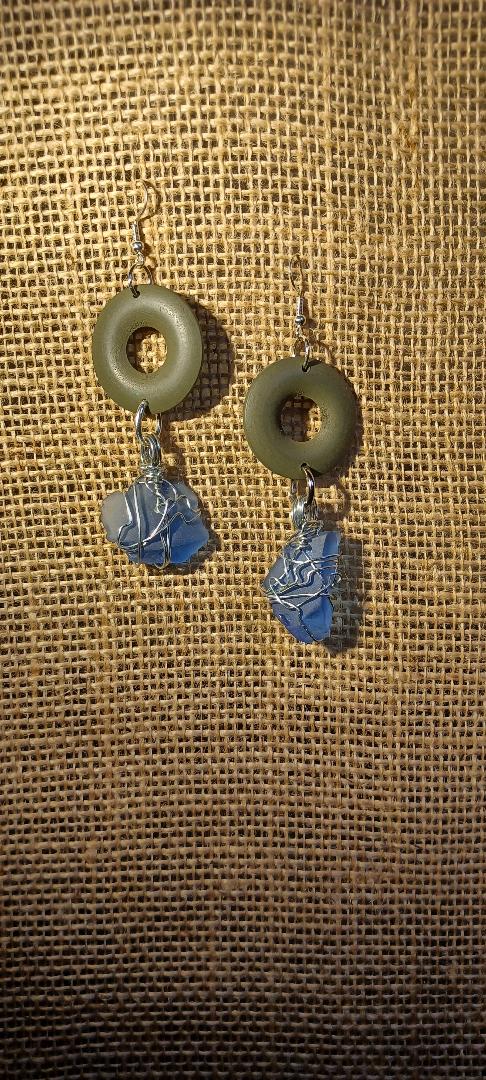 Green & Blue Glass Dangles